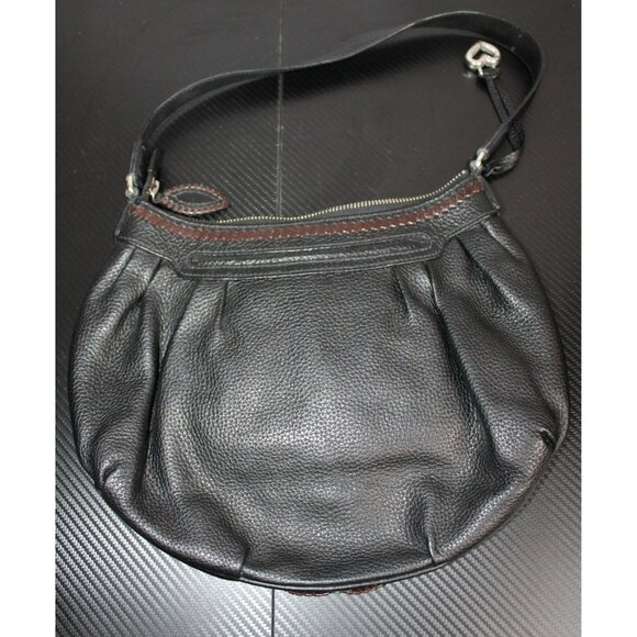 Brighton Black Leather Shoulder Purse w/Cheetah Print Inside - Picture 2 of 7